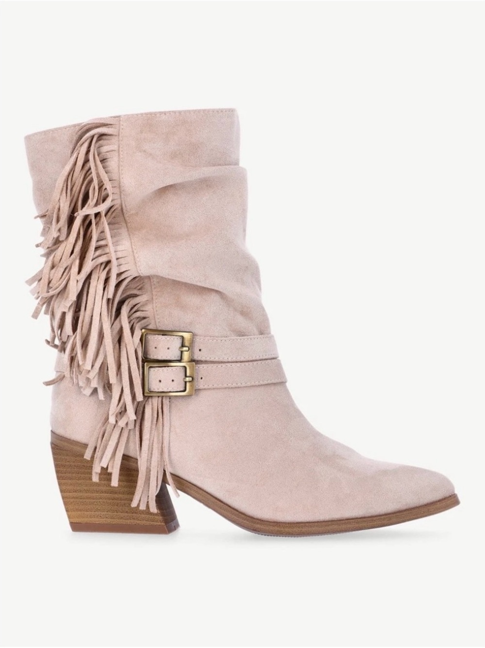 NWT Madden NYC Women’s Beige Fringe Suede Ankle Western Boots
